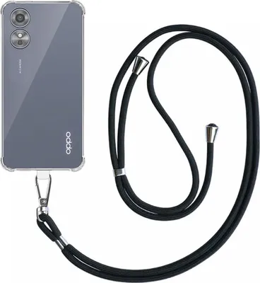 Immagine prodotto di Custodia per telefono adatta a Oppo A17 / A17K trasparente antiurto con cavo telefonico universale staccabile - Custodia Backcover in silicone antiurto con cordino - Smartphonics