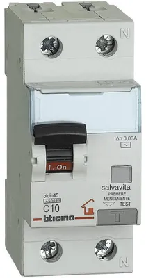 Immagine prodotto di INTERRUTTORE MAGNETOTERMICO DIFFERENZIALE BTICINO 1P+N Corrente 10A