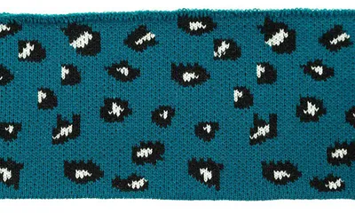 Cuff Bündchen Strickbündchen 110x7cm Baumwolle elastisch, Leopard petrol
