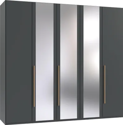 Produktbild von Drehtürenschrank >LONDON< in GRAFIT / SPIEGEL - 225x208x58cm (BxHxT)