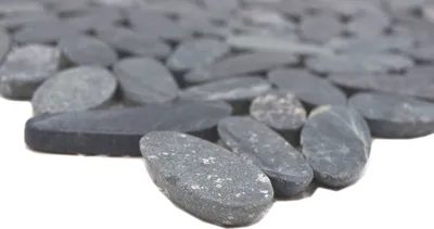 Produktbild von Handmuster Mosaik Fliese Flußkiesel Steinkiesel Kiesel geschnitten schwarz 5 7 MOS30-IN24_m