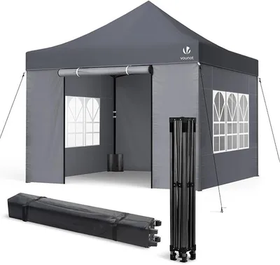 Produktbild von Pavillon 3x3m Wasserdicht Stabil Winterfest, Pop Up Faltpavillon mit 4 Seitenteilen und 4 Sandsäcke, UV-Schutz 50+ Gartenpavillon Partyzelt Faltbar für Garten, Camping, Party, Grau