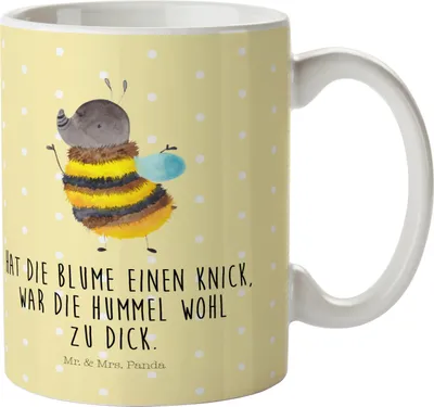 Produktbild von Mr. & Mrs. Panda Pott Hummel flauschig - Gelb Pastell - Geschenk, Natur, Kindergarten Tasse, Kinderbecher, Blume, Biene, Haferl, Tiere, Plastikbecher, Kindertrinkbecher