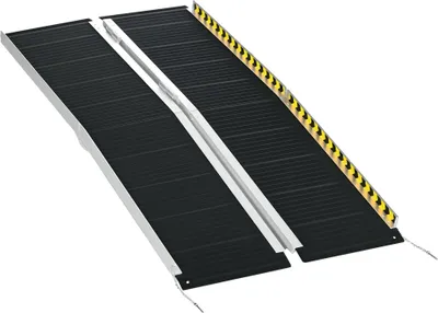 Image de HOMCOM Rampe de chargement rampe d'accès pour fauteuil roulant scooter pliable antidérapante avec bordures de sécurité capacité de chargement 272 kg noir