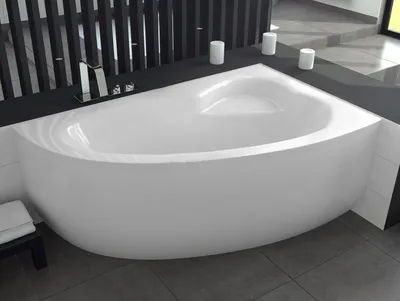 Produktbild von ECOLAM Badewanne Eckbadewanne Acryl Natalia weiß 150x100 cm RECHTS + Schürze + Ablaufgarnitur Ab- und Überlauf Automatik Füße Silikon Komplett-Set