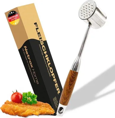 Produktbild von Fleischklopfer aus Edelstahl mit Holzgriff – , spülmaschinenfest