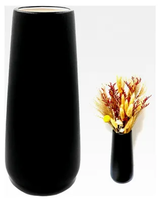 Produktbild von Schwarze Keramikvase 28 cm hoch mit gefrosteter Oberfläche, moderne Blumenvasen für Tischdekoration im Innenbereich, Deko-Vasen für Pampasgras, Boho-Vase für frische und Trockenblumen