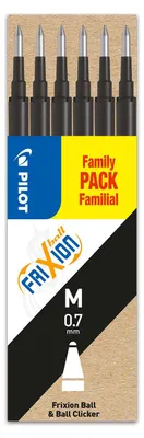 Produktbild von PILOT Ersatzmine FriXion Ball/Clicker 0.7 - 6er Set Tintenrollerminen, Schwarz