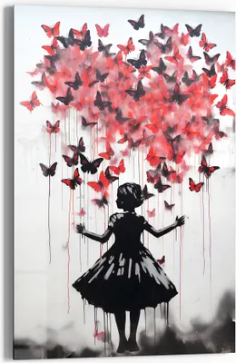 Produktbild von DEQOART Glasbild Echtglas 60x90 cm 'Schmetterlingsflug' Wandbild Bild modern Deko