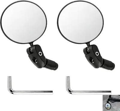 Produktbild von Fahrradspiegel-Set – Verstellbare Spiegel – Für sicheres Radfahren – 360 Grad schwenkbar – 17-22 mm – Schwarz