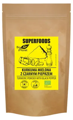 KURKUMA MIELONA Z CZARNYM PIEPRZEM BIO 200 g - BIO PLANET SUPERFOODS