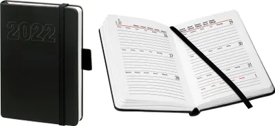 Productafbeelding van bsb 02-0130 Boekagenda "V-book", 1 week / 2 pagina's, A6, zwart