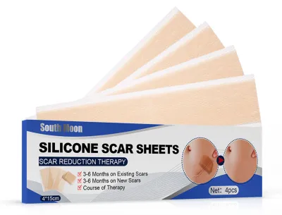 Imagen del producto de 4 tiras de silicona para eliminar cicatrices, autoadhesivas, fáciles de cortar, láminas transparentes para atenuar las cicatrices, de 1,6 x 5,9 pulgadas