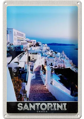 Produktbild von Blechschild Reise 20x30cm Santorini Insel weiße Häuser Urlaub