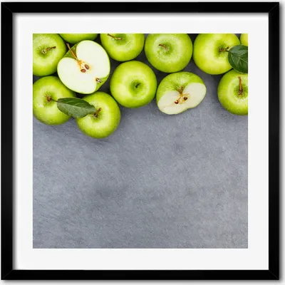 Produktbild von Bild - 50 cm x 50 cm - MDF - Rahmen, Wandkunst - Grüne Äpfel