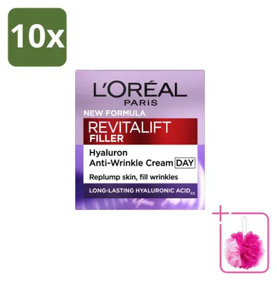 Produktbild von 10 x L'Oréal Paris Revitalift Filler Anti-Rimpel Dagcreme - 50 ml - Sparpackung - 10 Stücke