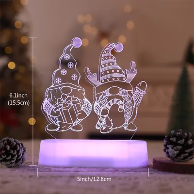 Produktbild von 3D Weihnachten Nachtlicht LED Illusion Lampe mit 7 Farben Batteriebetrieben Nachtlichter mit Fernbedienung Nachttischlampe Party Weihnachtsdekoration