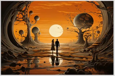 Produktbild von Wallario Wandbild Sonnenuntergang in einer fremden Welt, Größe: 61 x 91,50 cm, Poster mit weißem Aluminiumrahmen