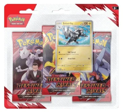 Zdjęcie produktu dla Pokemon Destined Rivals: Zebstrika 3-Pack Blister