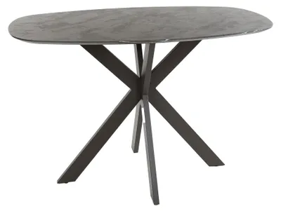 Zdjęcie produktu dla Stół do jadalni FURNLUX Marmur onyksowy czarny i czarny 140 cm / Kolor główny: czarny / Wymiary: 140 x 93 x 80 cm