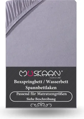 Produktbild von Premium Jersey Spannbettlaken 180x200 cm - 200x220 cm + 40 cm Boxspringbett mit Elasthan grau