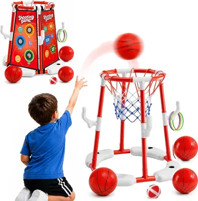 Obrázok produktu pre Bazénový basketbalový kôš 3 v 1, plávajúci, 4 lopty, 12 loptičiek, 12 krúžkov, pre bazén