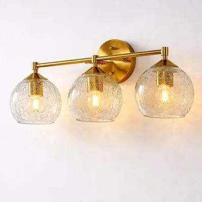 Immagine prodotto di Applique Tribesigns, lampada da parete a 3 luci con sfere in vetro crackle e attacco E27, set da 2 lampade da corridoio, illuminazione da parete, lampadine incluse, per corridoio