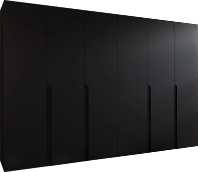 Immagine prodotto di MIRJAN24 Armadio Mila 1 300, camera da letto, armadio, con sei ante a battente e quattro aste appendiabiti, moderno, armadio guardaroba (colore: nero + nero)