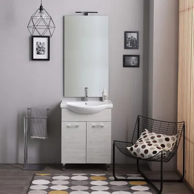 Immagine prodotto di Mobile bagno a terra da 65cm in legno di quercia bianco | Rimini