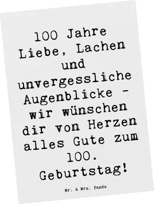 Produktbild von Mr. & Mrs. Panda Grußkarte Spruch 100. Geburtstag - Weiß - Geschenk, unvergessliche Augenblicke, besondere Geschenke, Fotokarte, Postkarten, Alter, Ansichtskarte, Liebe
