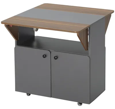 Imagen del producto de Mesa plegable - Mesa abatible - Mesa plegable - Mesa de jardín - Mesa de camping - Con espacio de almacenamiento - Cuatro ruedas