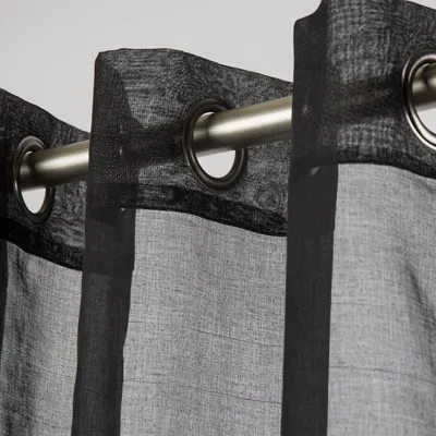 Produktbild von Fertiggardine Ösengardine einfarbig Voile Struktur schwarz 135x260cm