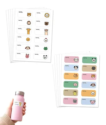 Imagen del producto de Etiquetas personalizadas para la escuela, 120 unidades, 10 hojas, resistentes al agua, ideales para niños
