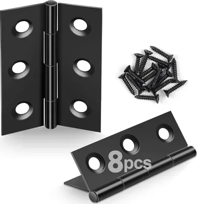 Produktbild von JatilEr 8 Stück Scharniere Klappbar 44mm * 31mm, Scharnier Schwarz Edelstahl Schanier Klein Schaniere Scharnierband mit 48 Stück Schrauben, Leicht Türscharnier für Türen Fenster Schränke