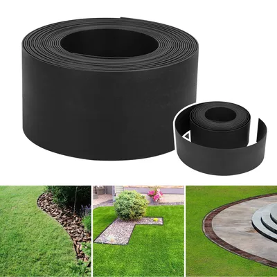 Produktbild von Jopassy Rasenkante Kies Beeteinfassung Mähkante Beetumrandung Rasenband  Oberkante Gartenwegen Gartenumrandung Rasenbegrenzung Schwarz 2500x14cm