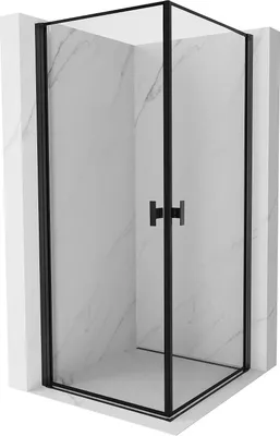 Produktbild von Mexen Mist-B Duo Duschkabine schwenkbar 70 x 70 cm, schwarzer Rahmen, schwarz - 8A2-070L-070P-70-70
