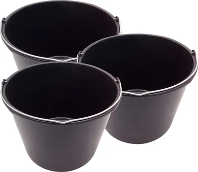 Produktbild von Baueimer 20L schwarz 3 Stück Maurereimer Zementeimer Wassereimer Schutteimer