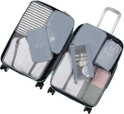 Image de Organiseurs d'accessoires de voyage, valises de voyage imperméables, lot de 8 pièces.