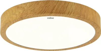 Produktbild von LED Deckenlampe Metall D: 38 cm rund IP44 Holz (Eiche) neutralweißes Licht 4100 K 1680 lm