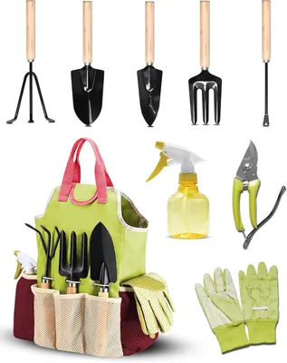 Produktbild von Gartenwerkzeug-Set 9-teilig, Edelstahl, für Garten