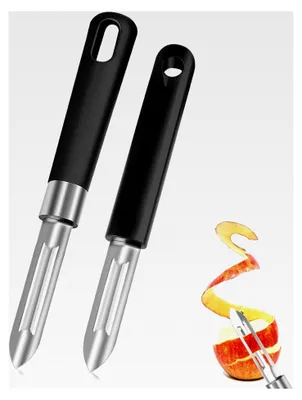 Produktbild von 2 Stück Sparschäler aus lebensmittelechtem Edelstahl mit Griff und Doppelklingen