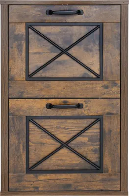 Produktbild von SucceBuy Aktenschrank Holz mit 2 Schubladen Braun für Büro und Homeoffice