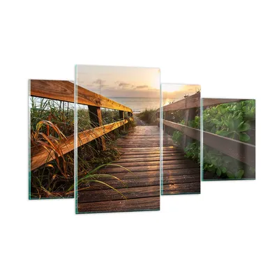Produktbild von Bilder auf glas - Fußgängerbrücke Meer Strand Ufer - 120x70cm - Glasbilder - Wandbilder - Kunstdruck - zum Aufhängen bereit - Wanddekoration aus Glas - Glas Bilder - Wandbild auf Glas - GDL120x70-2617