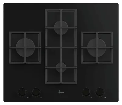 Image de Hoover H-HOB 500 GAS HVG6DC5B, Noir, Encastrable, 60 cm, Gaz, Verre trempé, 4 zones