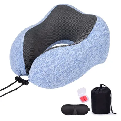 Produktbild von Nackenkissen Flugzeug Reisekissen Nackenhörnchen Reise Neck Pillow Travel Nackenstützkissen Orthopädisches Kissen 28x28x15 cm 4-teiliges Set