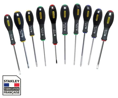 Image de Jeu de 10 tournevis STANLEY FATMAX électricien + mécanicien - phillips + pozidriv + torx