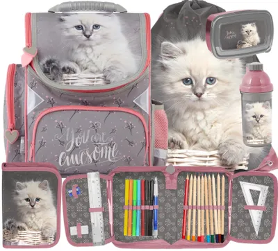 Immagine prodotto di 5pcs KATZE satchel zaino zaino scuola gattino matita caso sport borsa bere bottiglia scatola di pranzo per le ragazze