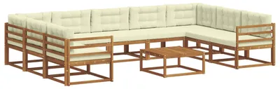 Produktbild von vidaXL Outdoor-Sofagarnitur mit Kissen 10 pcs Natur und Creme