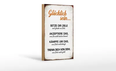 Produktbild von Holzschild Spruch 12x18cm glücklich sein glaube an dich