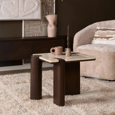 Produktbild von Starfurn Beistelltisch Maeve, braunes Marmor, 57 cm
